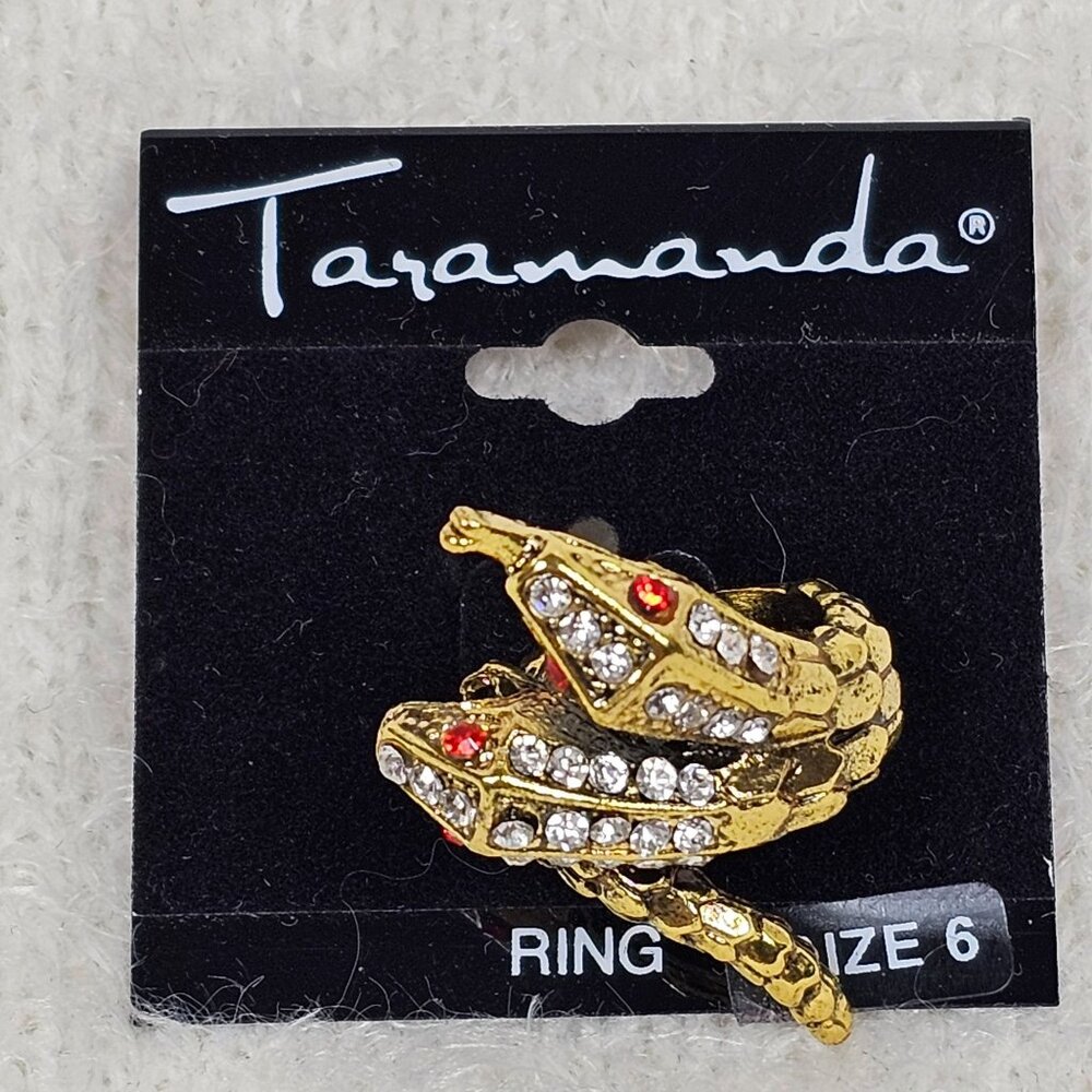 Taramanda Size 6 Ring Snake Serpent 2‎ Head Goth Punk NEW